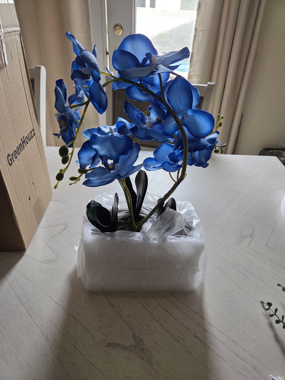 GreenHouzz Large Silk Orchid in Wave Pot 19" Phalaenopsis Centerpiece for Table
